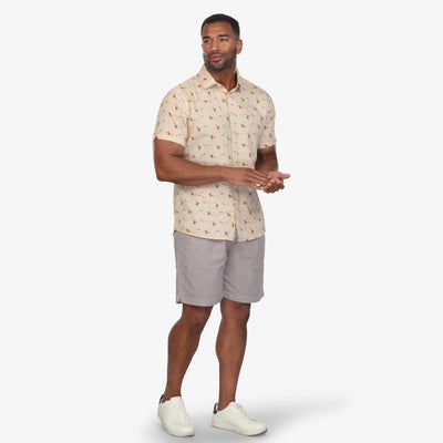 On The Rocks Button-Down Print Shirt - Beige