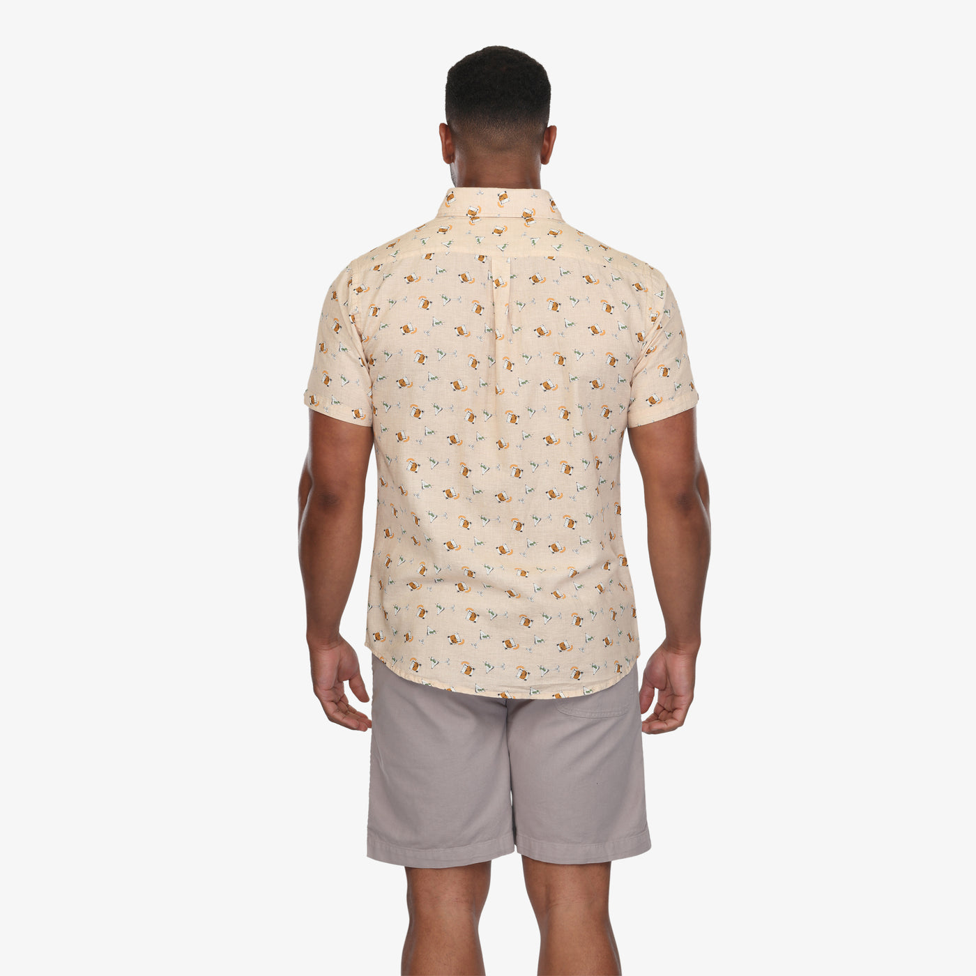 On The Rocks Button-Down Print Shirt - Beige
