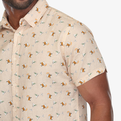 On The Rocks Button-Down Print Shirt - Beige