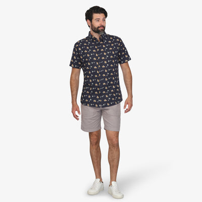 On The Rocks Button-Down Linen Shirt - Navy