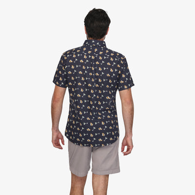 On The Rocks Button-Down Linen Shirt - Navy