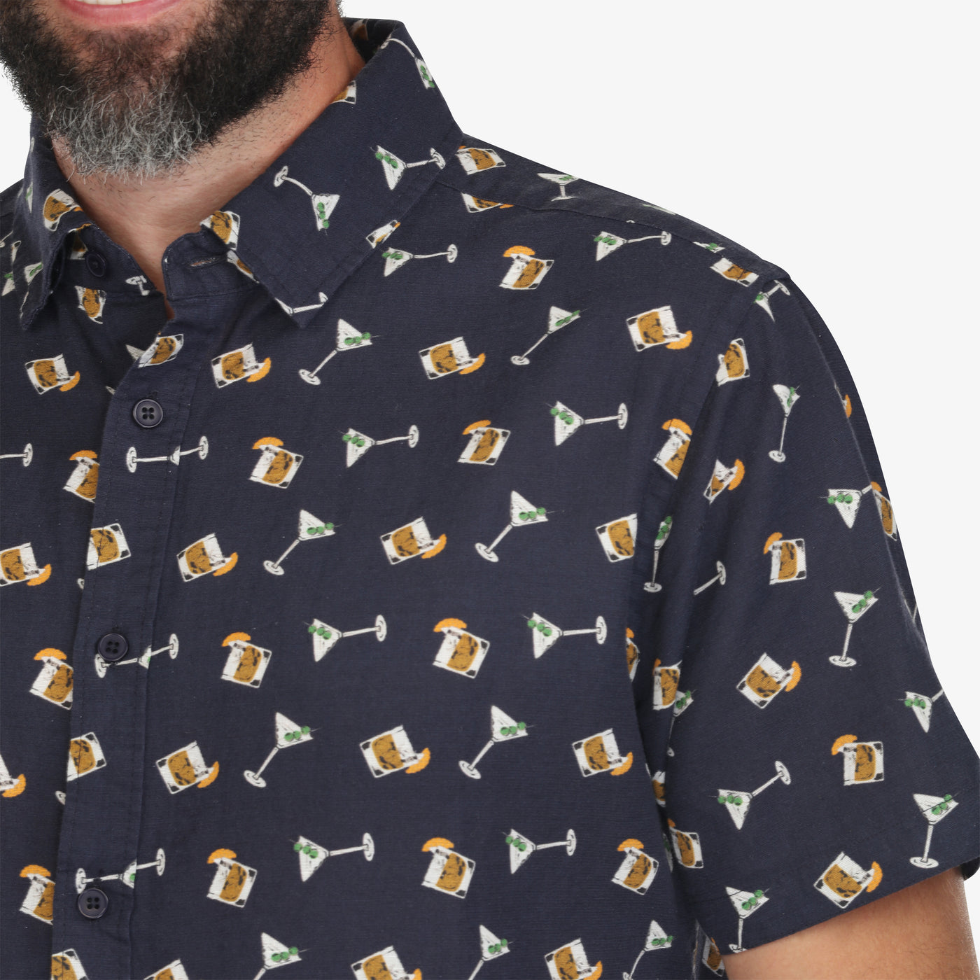 On The Rocks Button-Down Linen Shirt - Navy