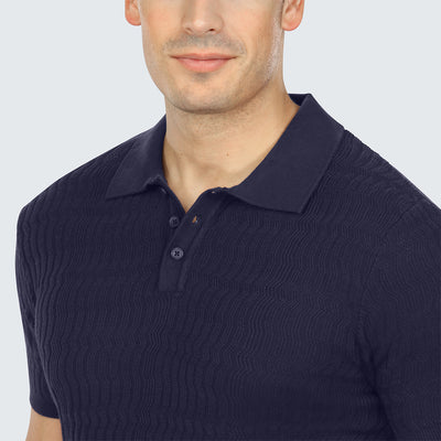 True Navy Luxe Sweater Knit Polo