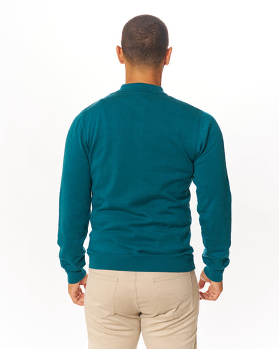 Teal Premium Sweater Knit Long Sleeve Polo