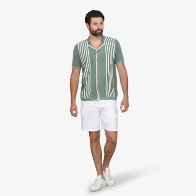 Forest Green Camp Collar Sweater Knit Shirt