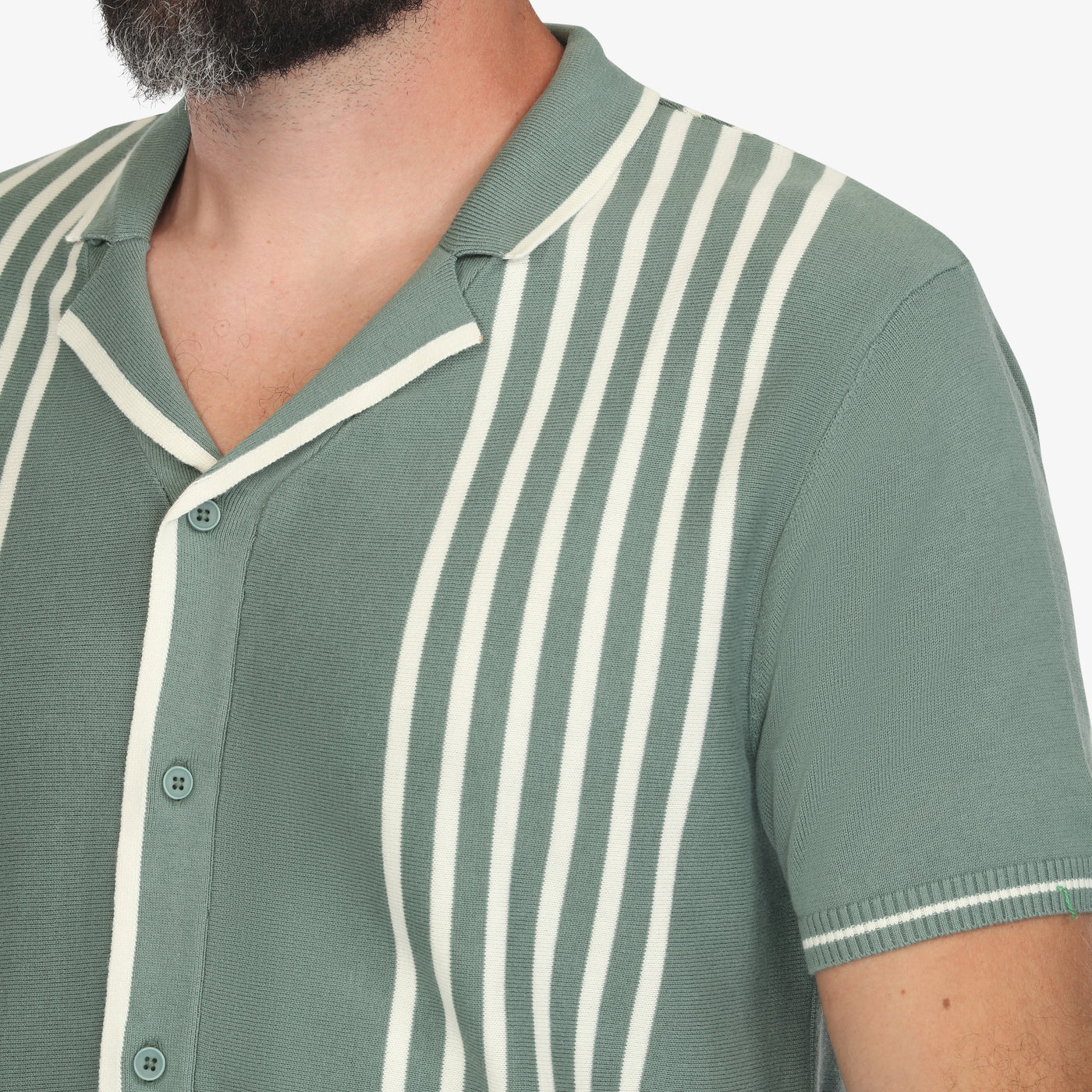 Forest Green Camp Collar Sweater Knit Shirt