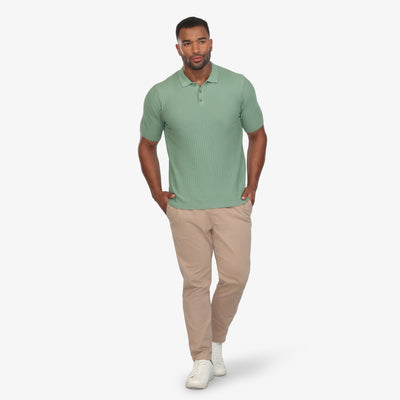 Willow Green Textured Sweater Knit Polo
