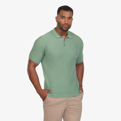 Willow Green Textured Sweater Knit Polo