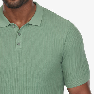 Willow Green Textured Sweater Knit Polo