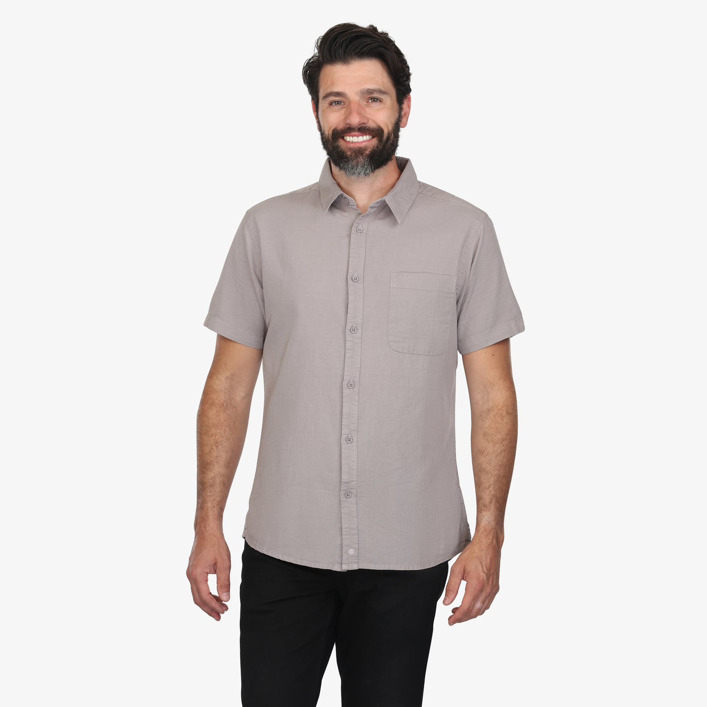 Stone-Grey Washed Linen Shirt