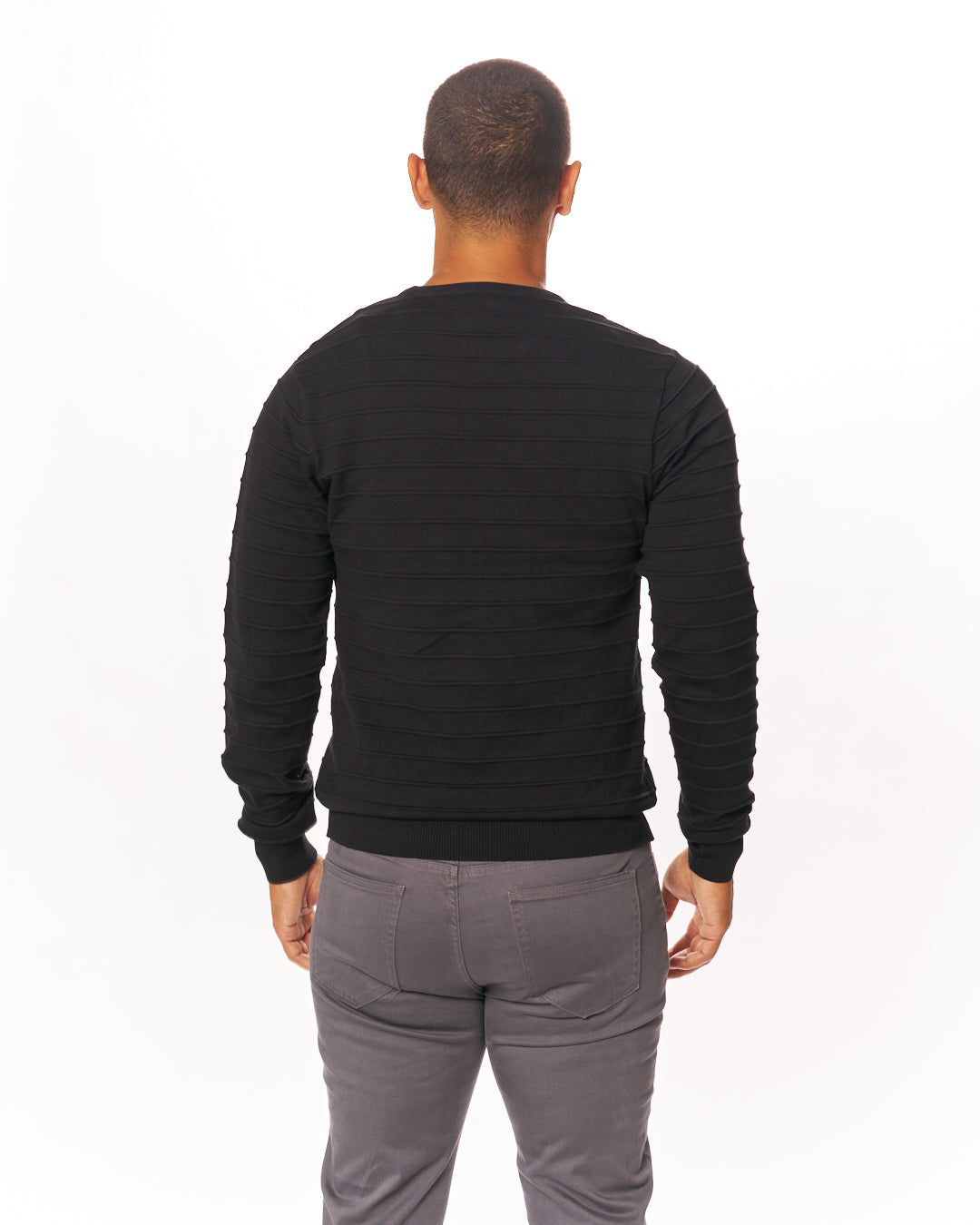 Black Pacific Ribbed Knit Sweater