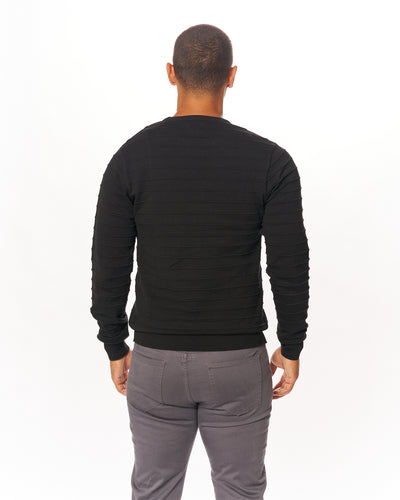 Black Pacific Ribbed Knit Sweater