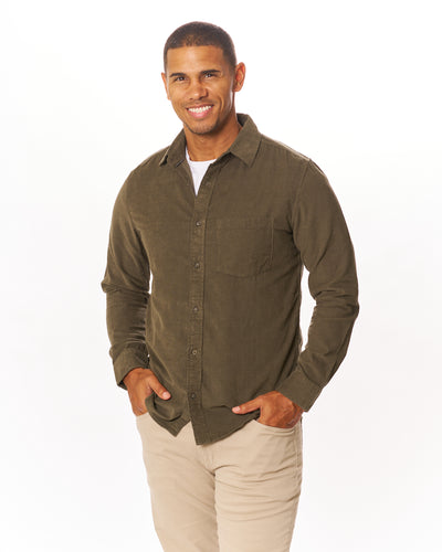 Olive Coastal Corduroy Button-Down Shirt