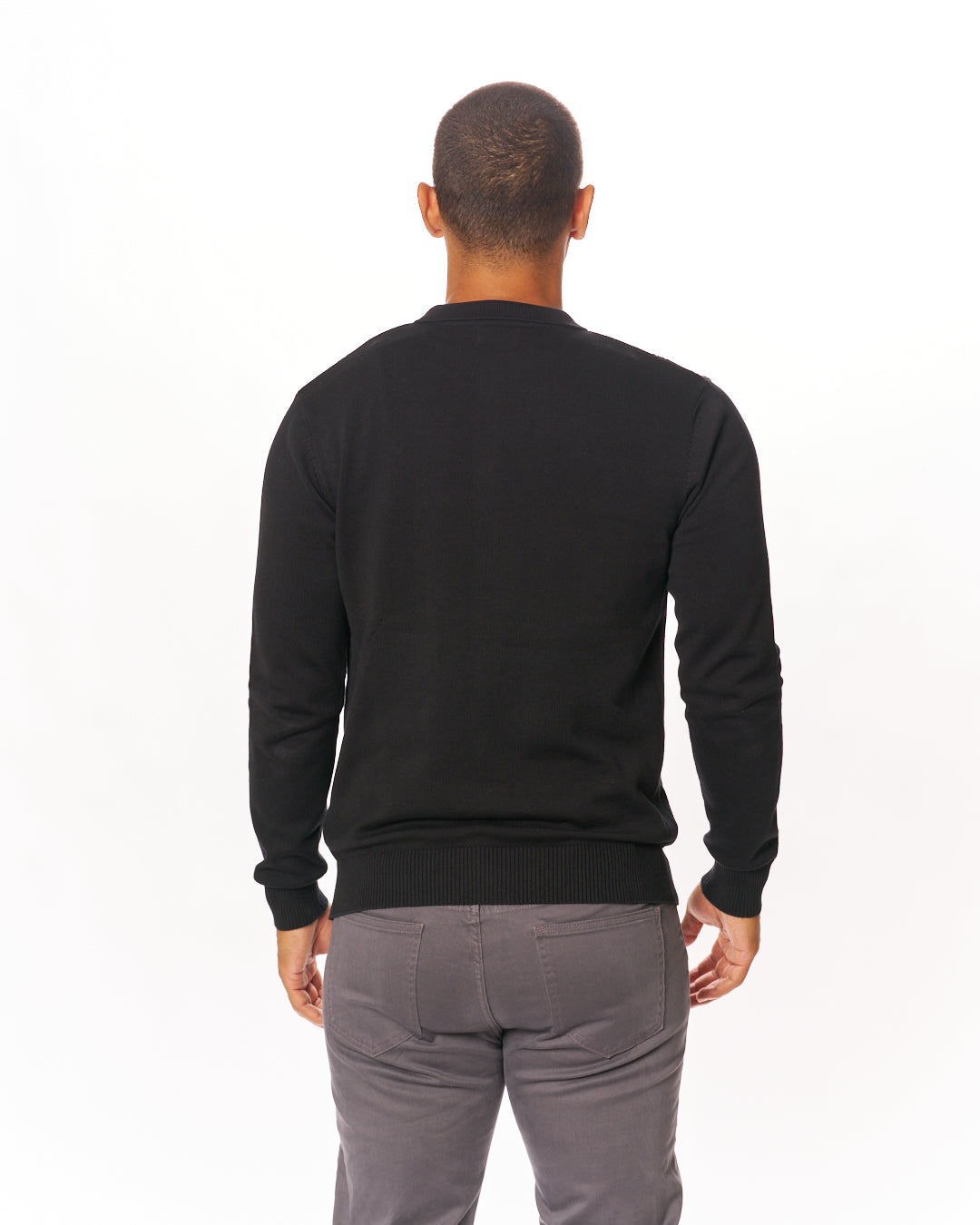 Black Buttoned-Up Knitted Long Sleeve