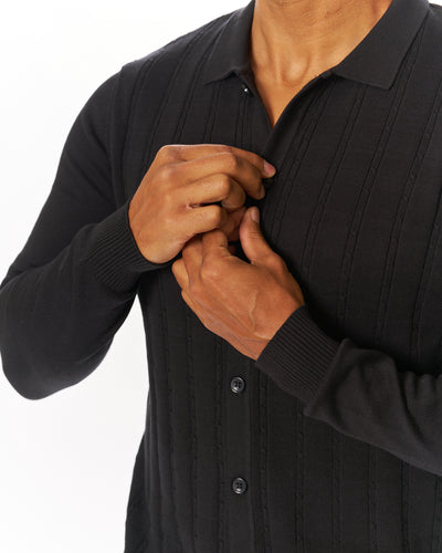 Black Buttoned-Up Knitted Long Sleeve