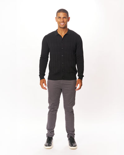 Black Buttoned-Up Knitted Long Sleeve
